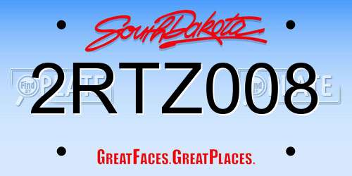 2RTZ008 South Dakota License Plate
