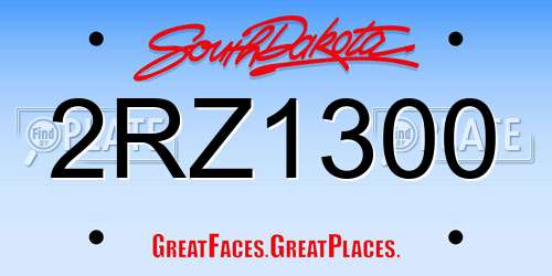 2RZ1300 South Dakota License Plate