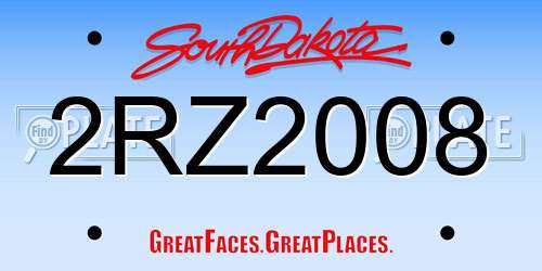 2RZ2008 South Dakota License Plate