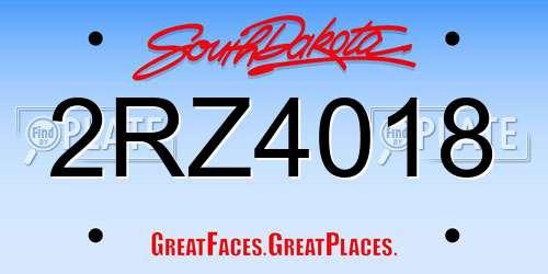 2RZ4018 South Dakota License Plate