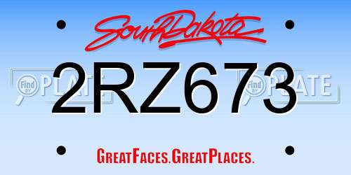 2RZ673 South Dakota License Plate