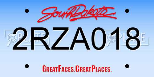 2RZA018 South Dakota License Plate