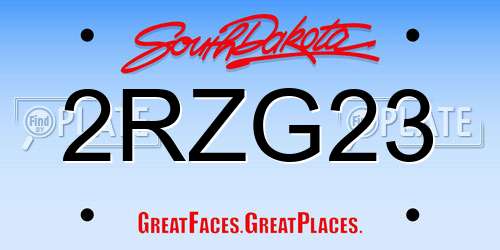 2RZG23 South Dakota License Plate