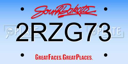 2RZG73 South Dakota License Plate