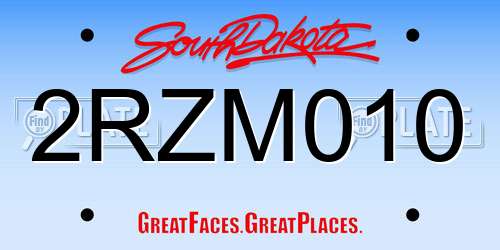 2RZM010 South Dakota License Plate