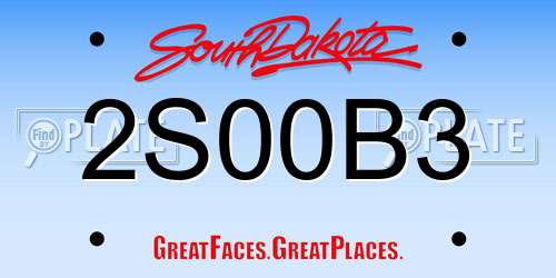 2S00B3 South Dakota License Plate