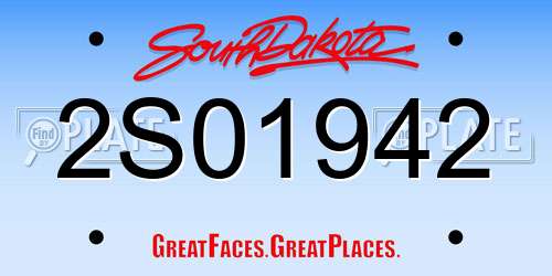 2S01942 South Dakota License Plate