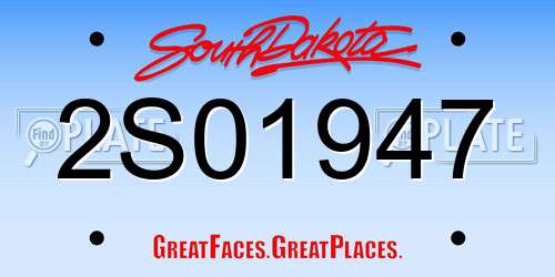2S01947 South Dakota License Plate