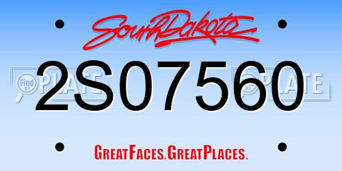 2S07560 South Dakota License Plate
