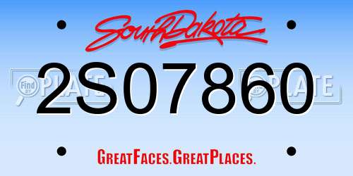 2S07860 South Dakota License Plate
