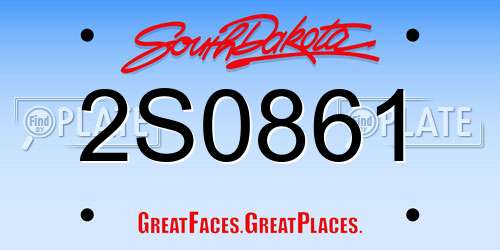 2S0861 South Dakota License Plate