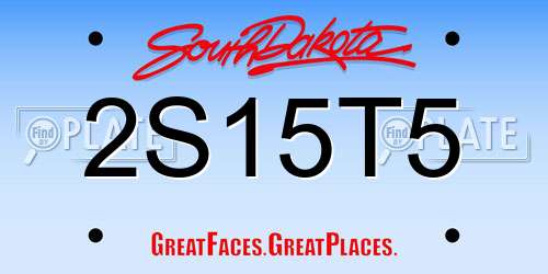 2S15T5 South Dakota License Plate