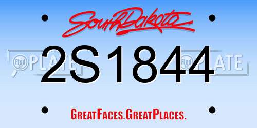2S1844 South Dakota License Plate