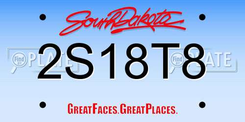 2S18T8 South Dakota License Plate
