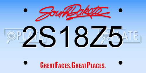 2S18Z5 South Dakota License Plate