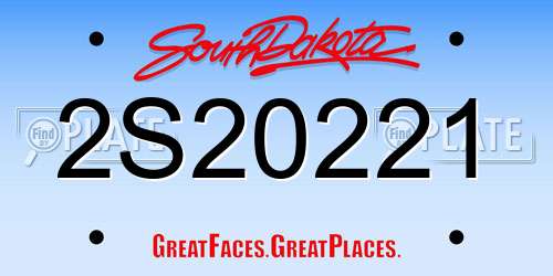 2S20221 South Dakota License Plate