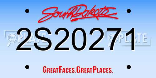 2S20271 South Dakota License Plate
