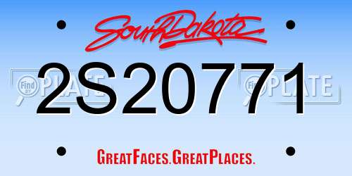 2S20771 South Dakota License Plate