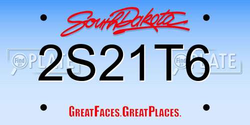 2S21T6 South Dakota License Plate
