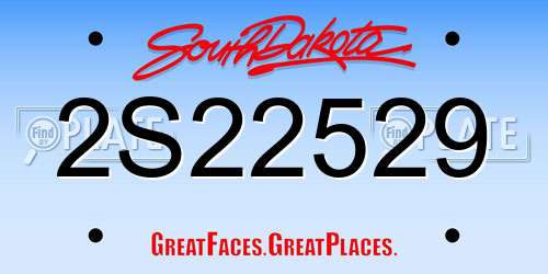 2S22529 South Dakota License Plate