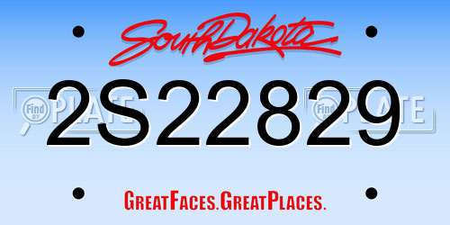 2S22829 South Dakota License Plate