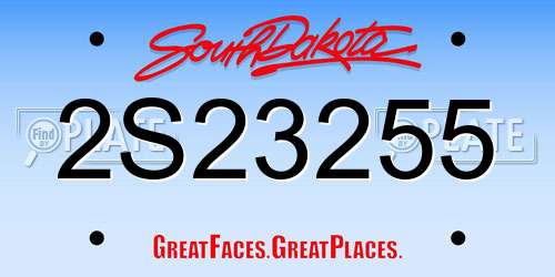 2S23255 South Dakota License Plate