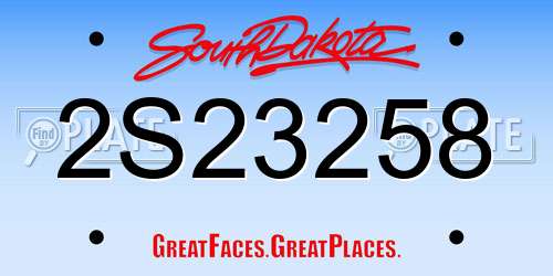 2S23258 South Dakota License Plate