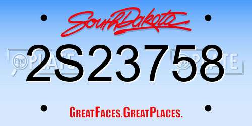 2S23758 South Dakota License Plate
