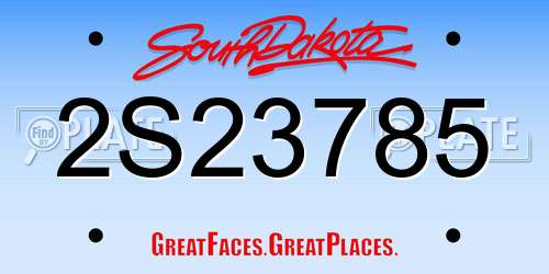 2S23785 South Dakota License Plate