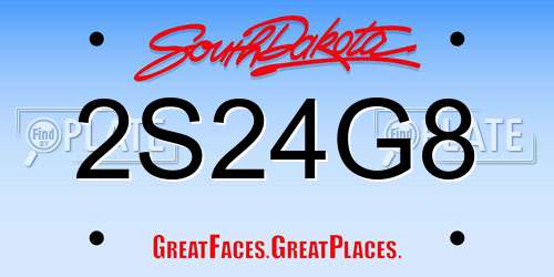 2S24G8 South Dakota License Plate