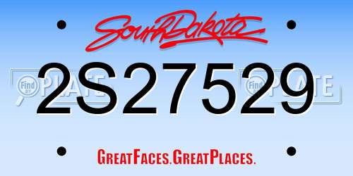 2S27529 South Dakota License Plate