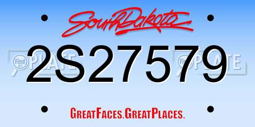 2S27579 South Dakota License Plate