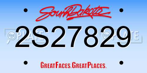 2S27829 South Dakota License Plate