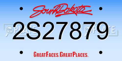2S27879 South Dakota License Plate