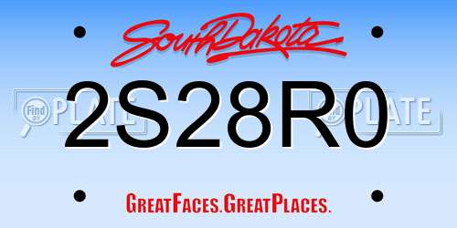 2S28R0 South Dakota License Plate