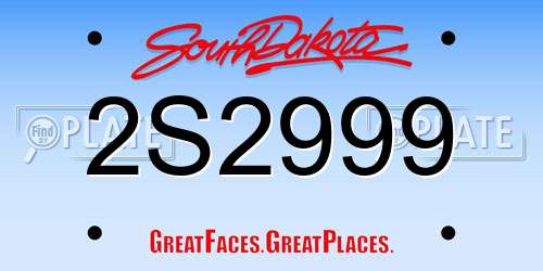 2S2999 South Dakota License Plate