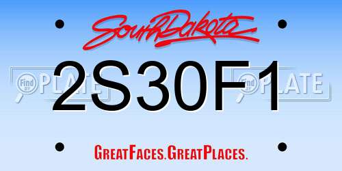 2S30F1 South Dakota License Plate