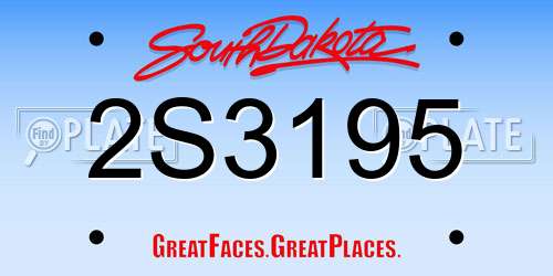 2S3195 South Dakota License Plate