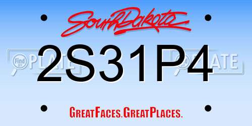 2S31P4 South Dakota License Plate