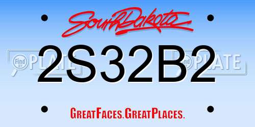 2S32B2 South Dakota License Plate