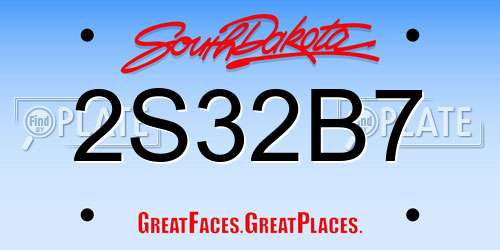 2S32B7 South Dakota License Plate