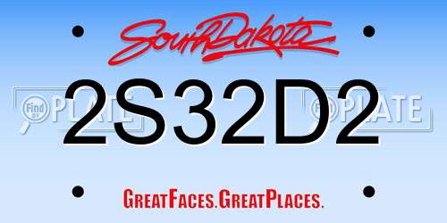 2S32D2 South Dakota License Plate
