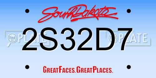 2S32D7 South Dakota License Plate