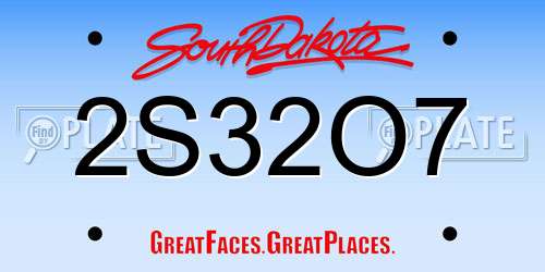 2S32O7 South Dakota License Plate