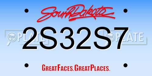 2S32S7 South Dakota License Plate