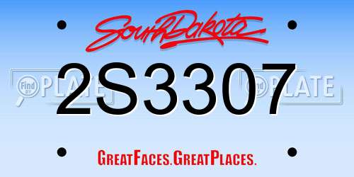 2S3307 South Dakota License Plate