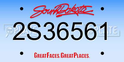 2S36561 South Dakota License Plate