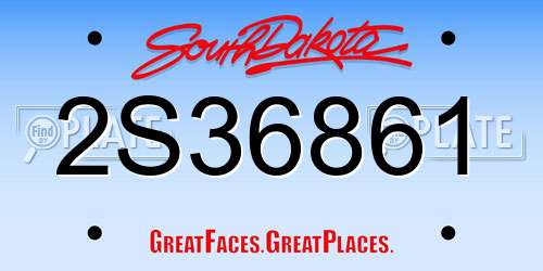 2S36861 South Dakota License Plate