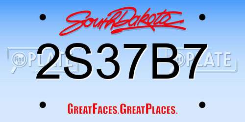 2S37B7 South Dakota License Plate