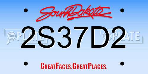 2S37D2 South Dakota License Plate